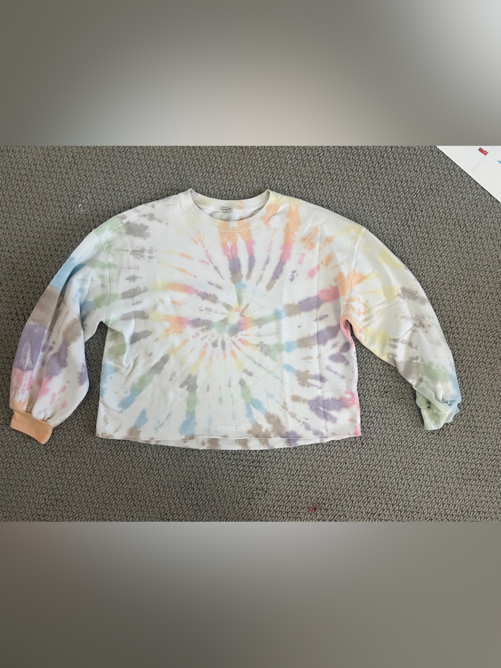 Abercrombie & Fitch White Sweatshirt w Pastel Tie-Dye Spiral size extra large